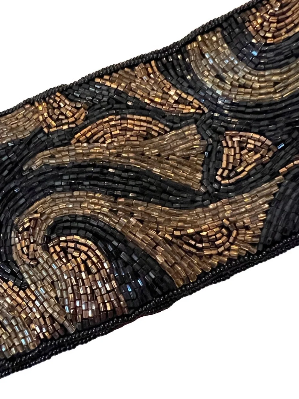 Vintage Black and Gold Swirl Beaded Waist Belt